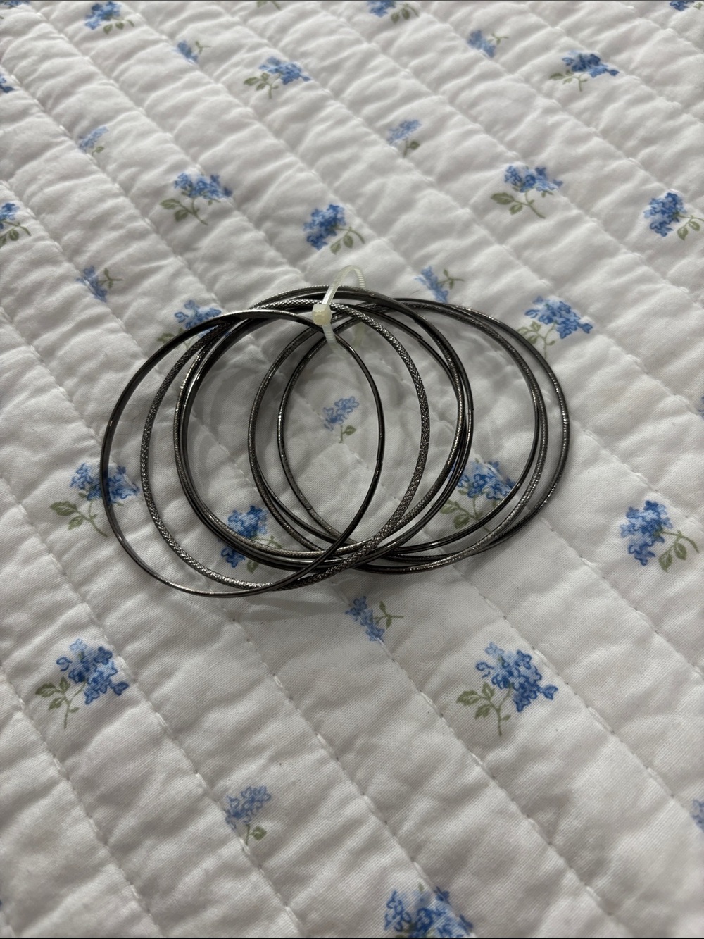Stacked Black Metal Bangle Bracelets